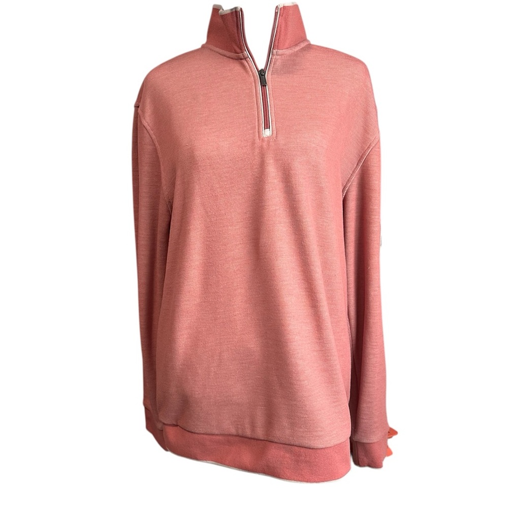 Bugatchi Sweater Mens Small Quarter Zip Pullover Textured Knit Casual Dusty Pink